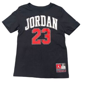 Jordan Air Boys Black Athletic Graphic Logo Jumpman Short Sleeve T-shirt